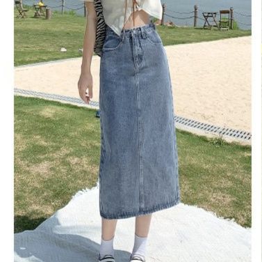 スリットスカート シンプル後ろスリット入りロングスカート