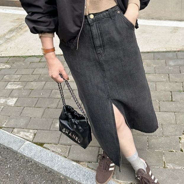 スリットスカート スリットが魅せる美シルエットナロースカート