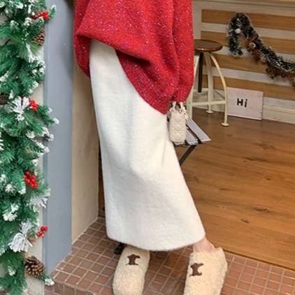 たっぷりロング丈タイトスリットスカート