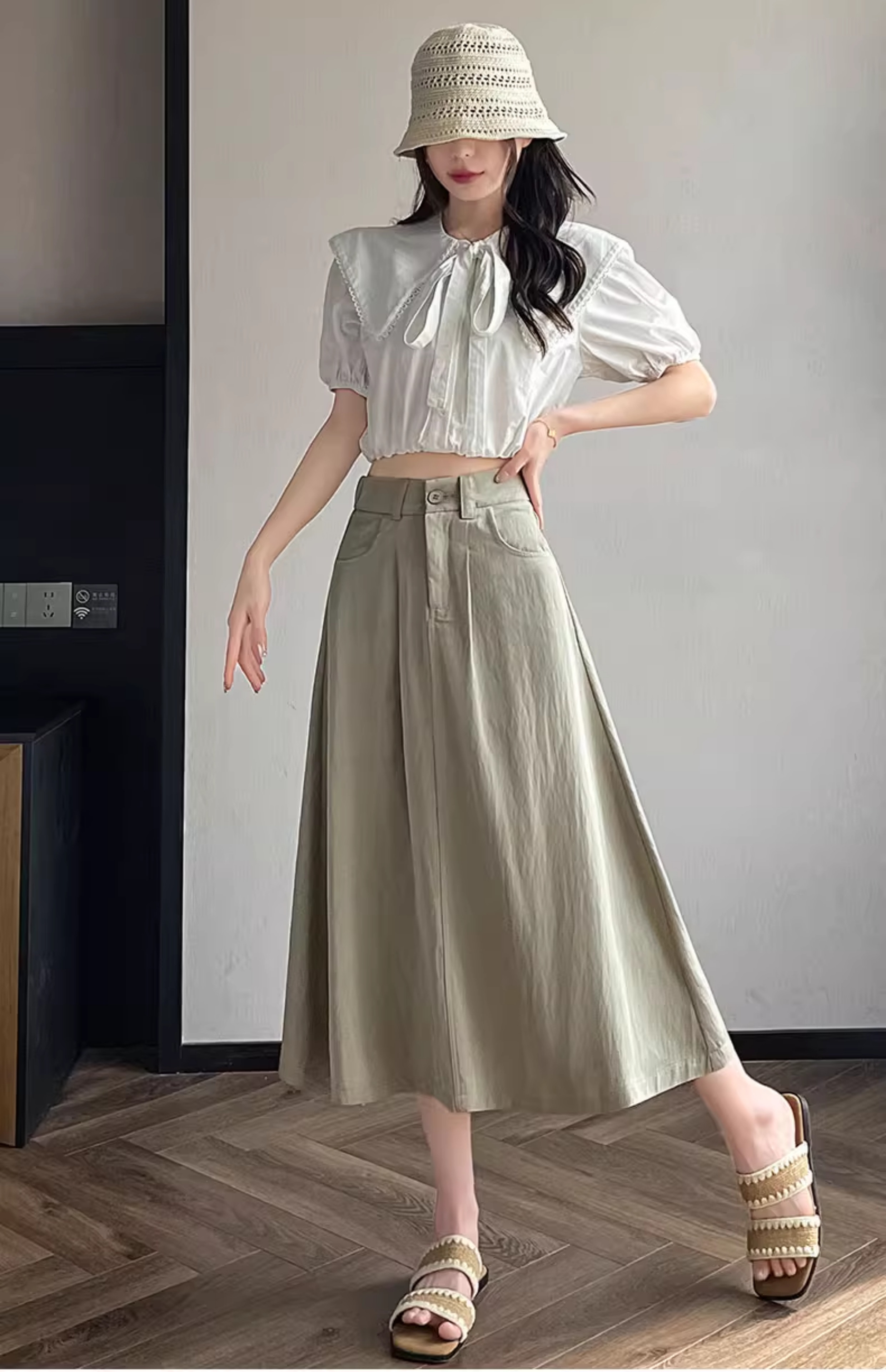 スリットスカート 上品なゆとりフレアスリットスカート
