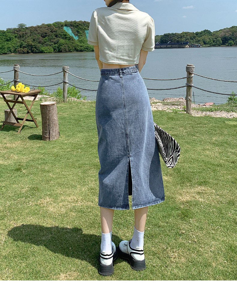 スリットスカート シンプル後ろスリット入りロングスカート