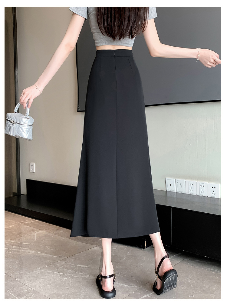 スリットスカート シャーリング脇スリットロングスカート