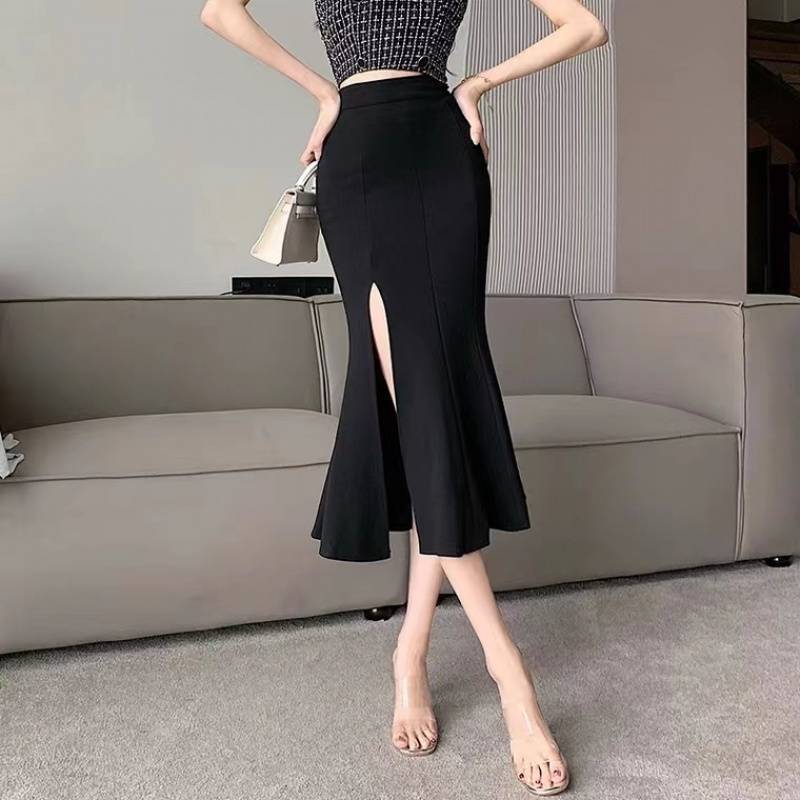 スリットスカート 優美シルエット スリットロングスカート
