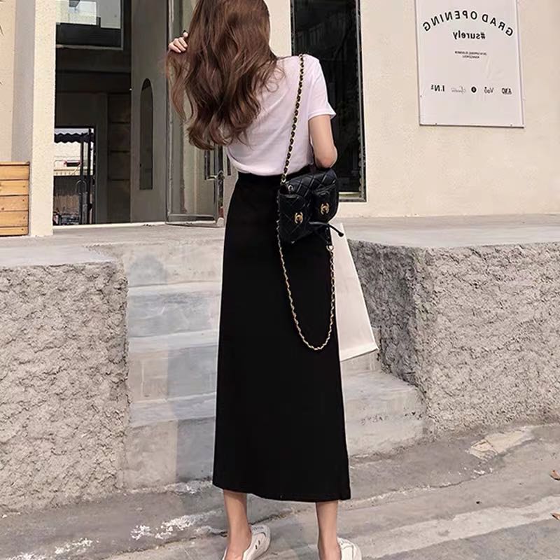 スリットスカート シンプル美脚スリットロングスカート