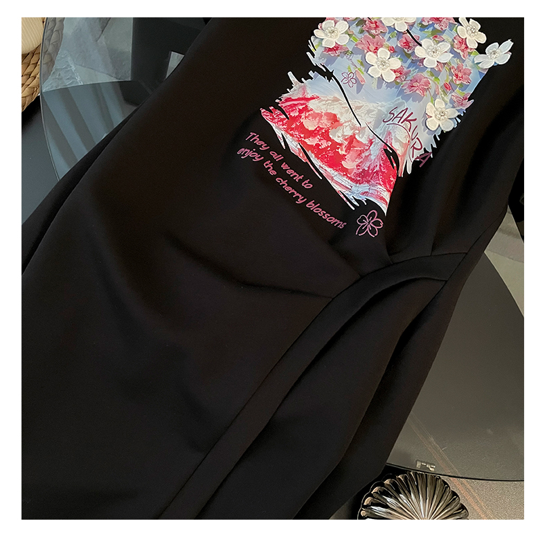 スリットスカート 花柄刺繍入りスリットワンピース