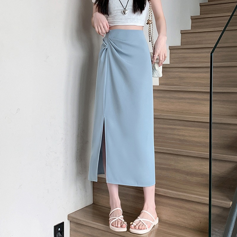 スリットスカート シンプル美脚タックスリット膝下スカート