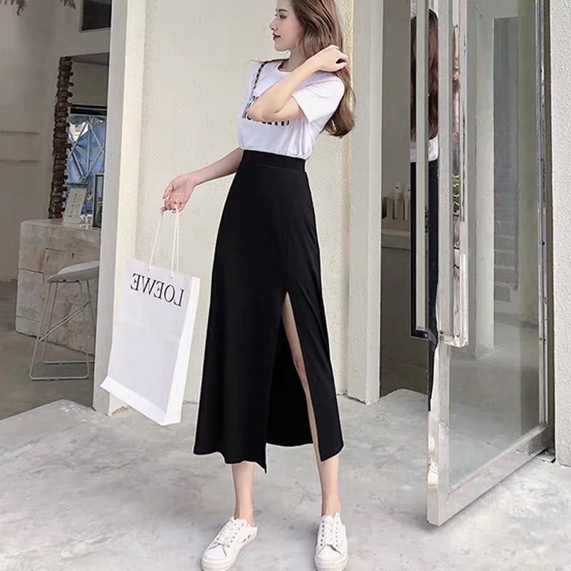スリットスカート シンプル美脚スリットロングスカート