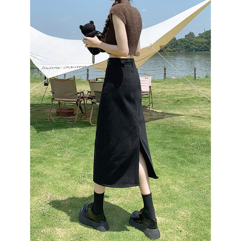 スリットスカート シンプル後ろスリット入りロングスカート