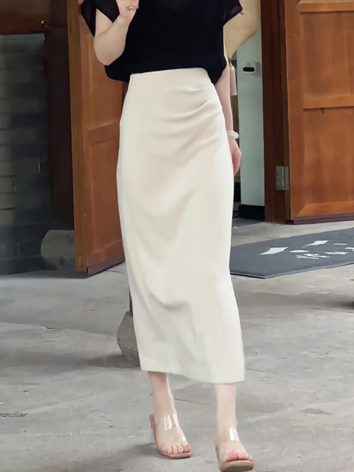 スリットスカート 上品シルエット スリットロングスカート