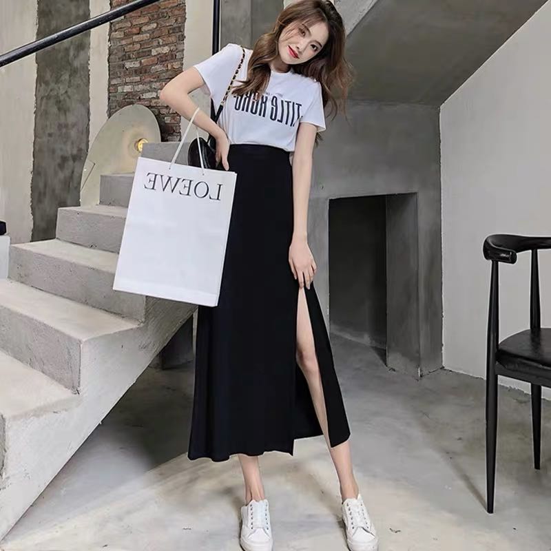 スリットスカート シンプル美脚スリットロングスカート