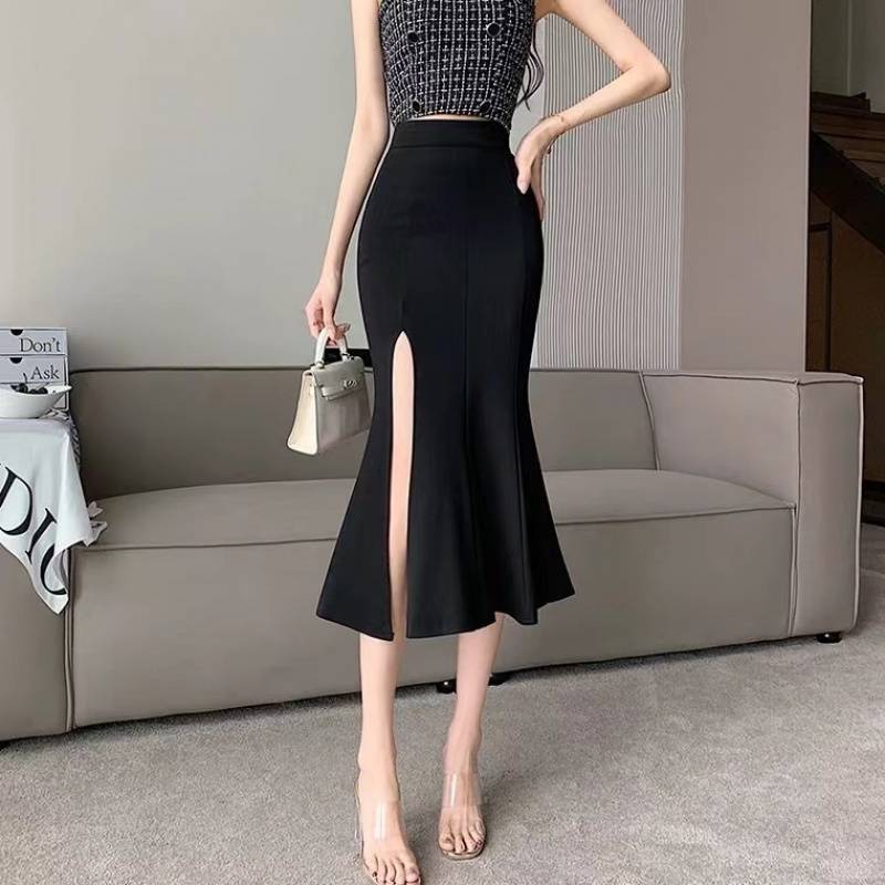 スリットスカート 優美シルエット スリットロングスカート