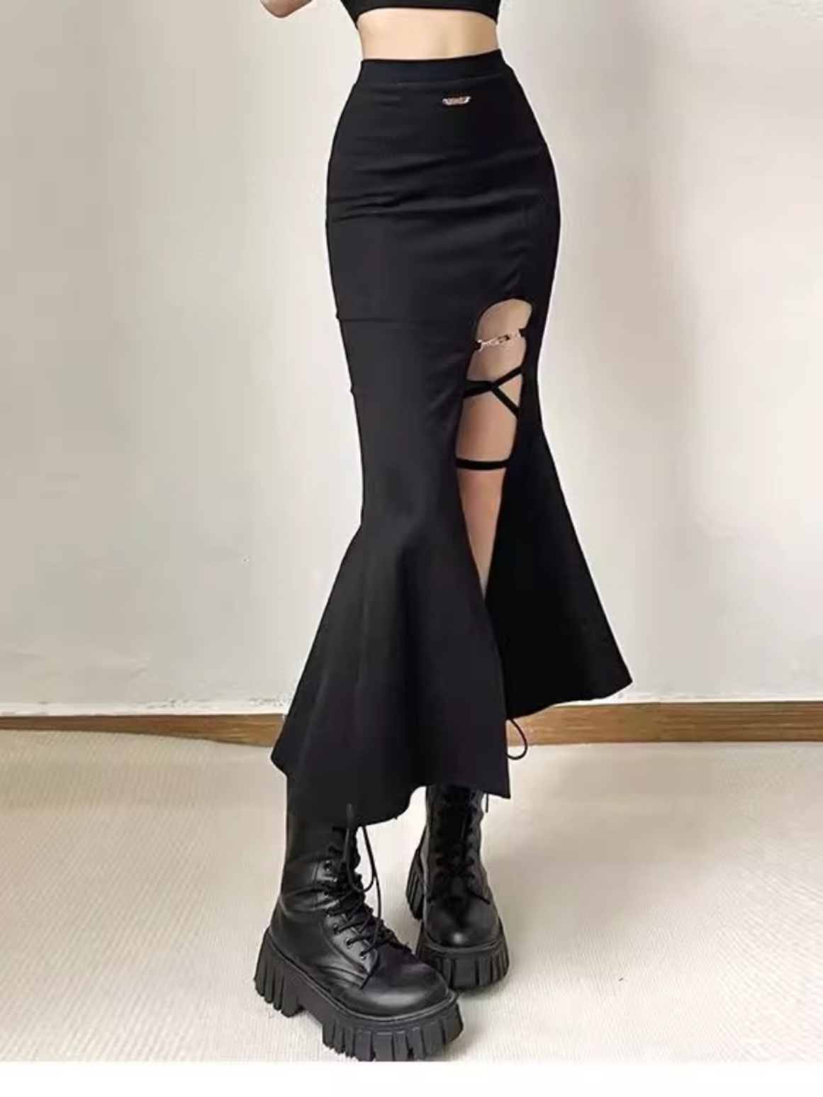 スリットスカート 編み上げ魅惑の人魚姫スカート