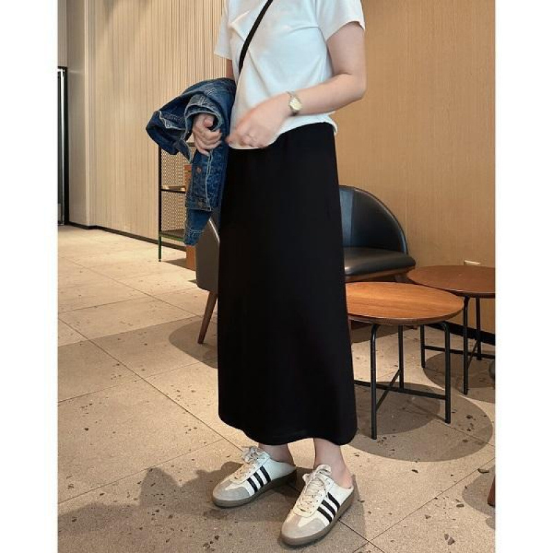 スリットスカート シンプル美脚スリットロングスカート