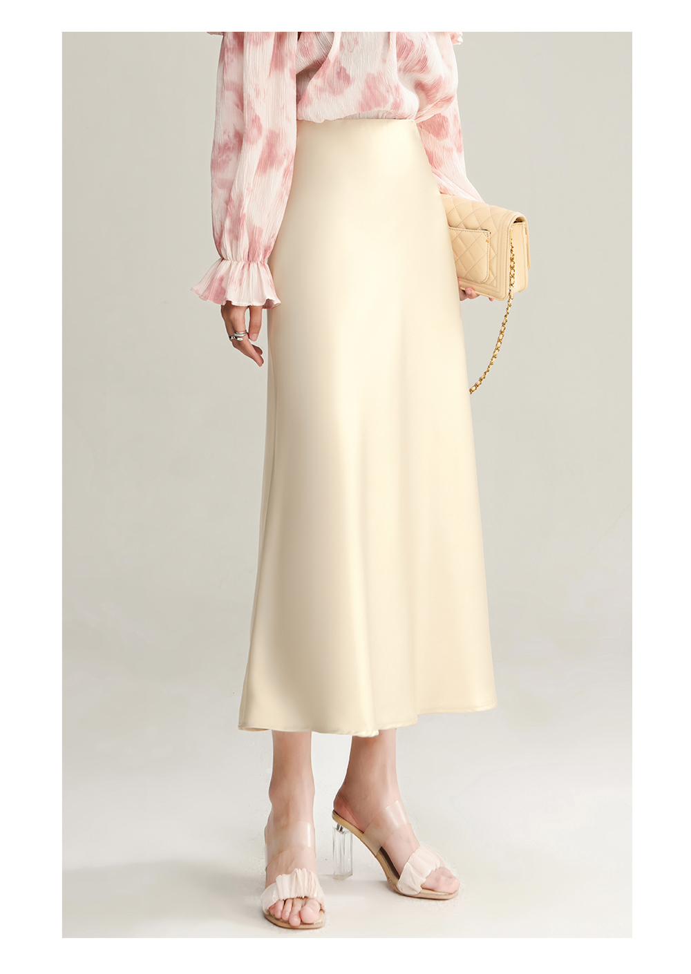 スリットスカート 上品フェミニンスリットロングスカート