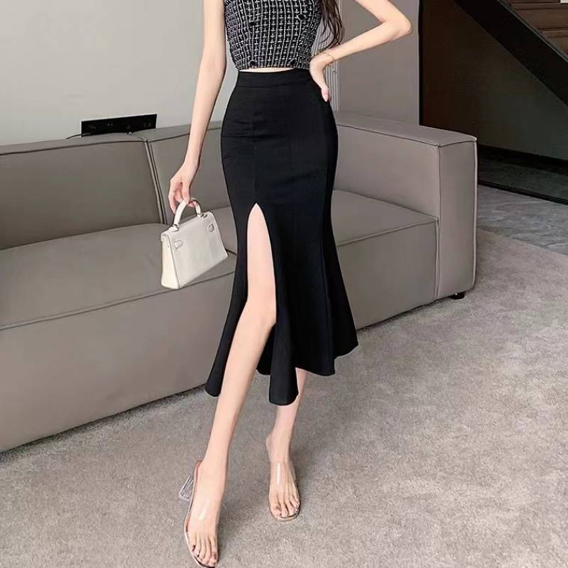 スリットスカート 優美シルエット スリットロングスカート