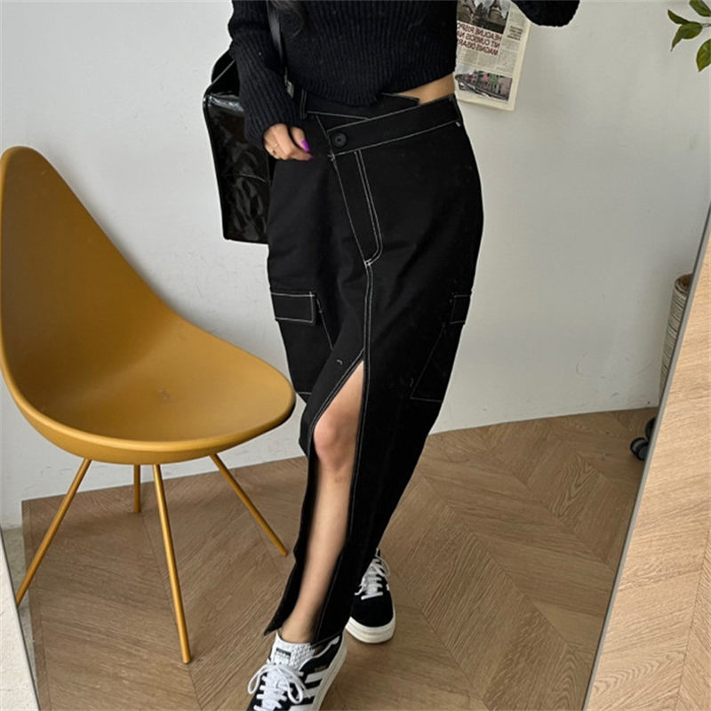 夏新作マーメイドライン不規則スリットスカート韓国風