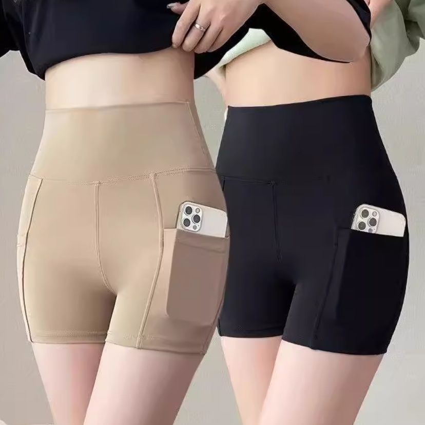 スパッツ ポケット付き ハイウエストショートスパッツ