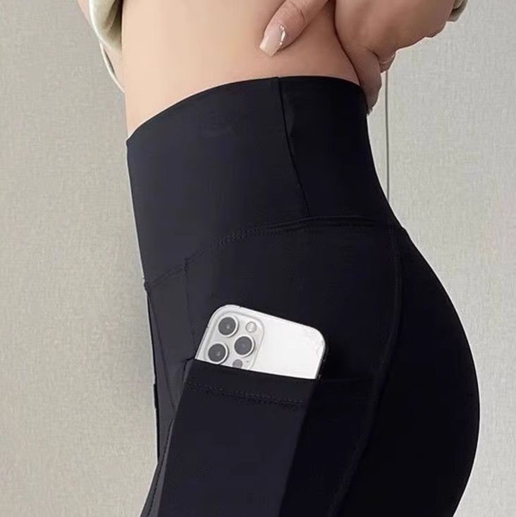 スパッツ ポケット付き ハイウエストショートスパッツ