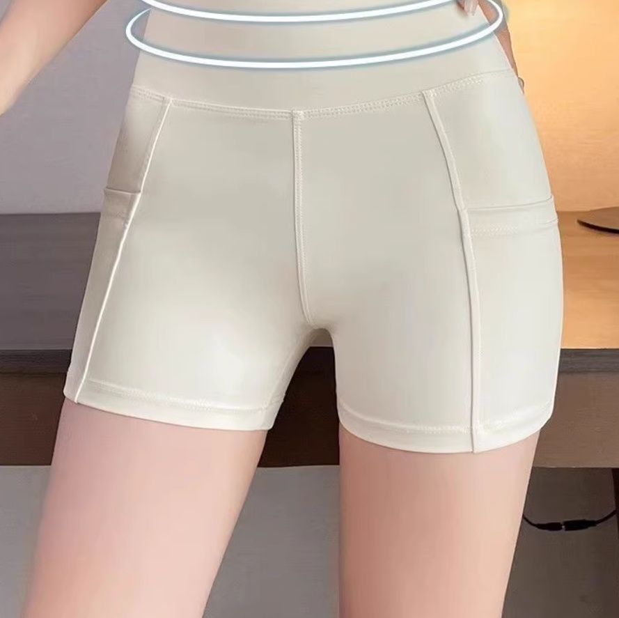スパッツ ポケット付き ハイウエストショートスパッツ