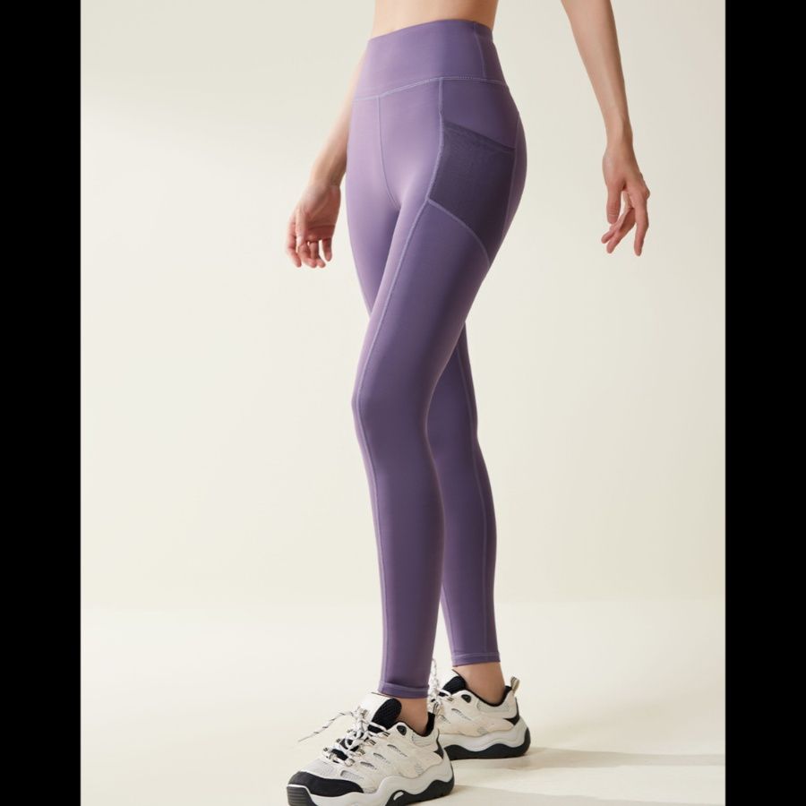 スパッツ ハイウエストポケット付きヨガスパッツ美脚シルエット