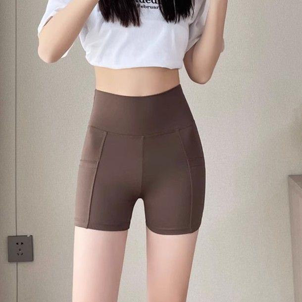 スパッツ ポケット付き ハイウエストショートスパッツ