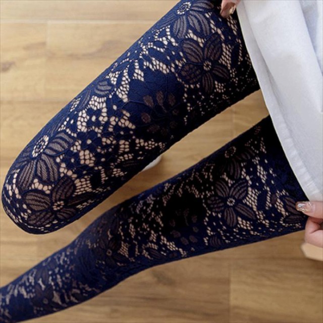 ヨガ用レース柄透け感スパッツレギンス