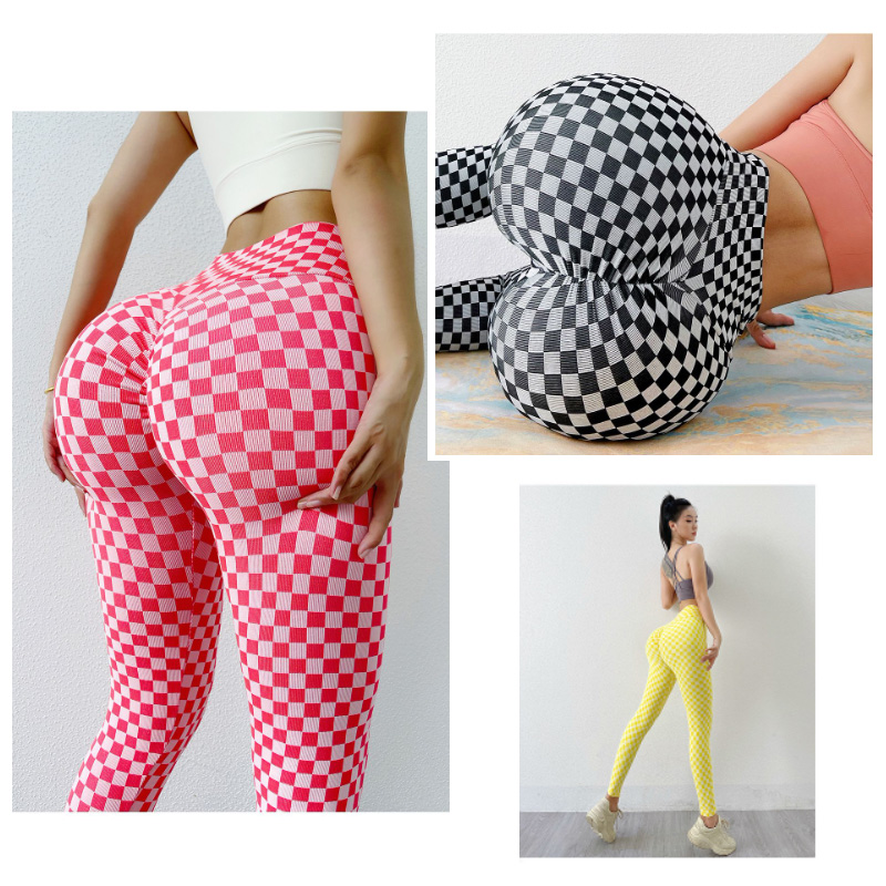 美尻チェック柄ハイウエストスパッツ