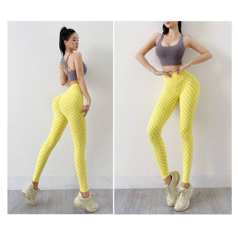 美尻チェック柄ハイウエストスパッツ