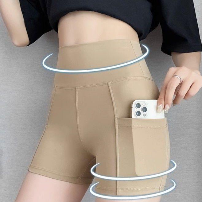 スパッツ ポケット付き ハイウエストショートスパッツ