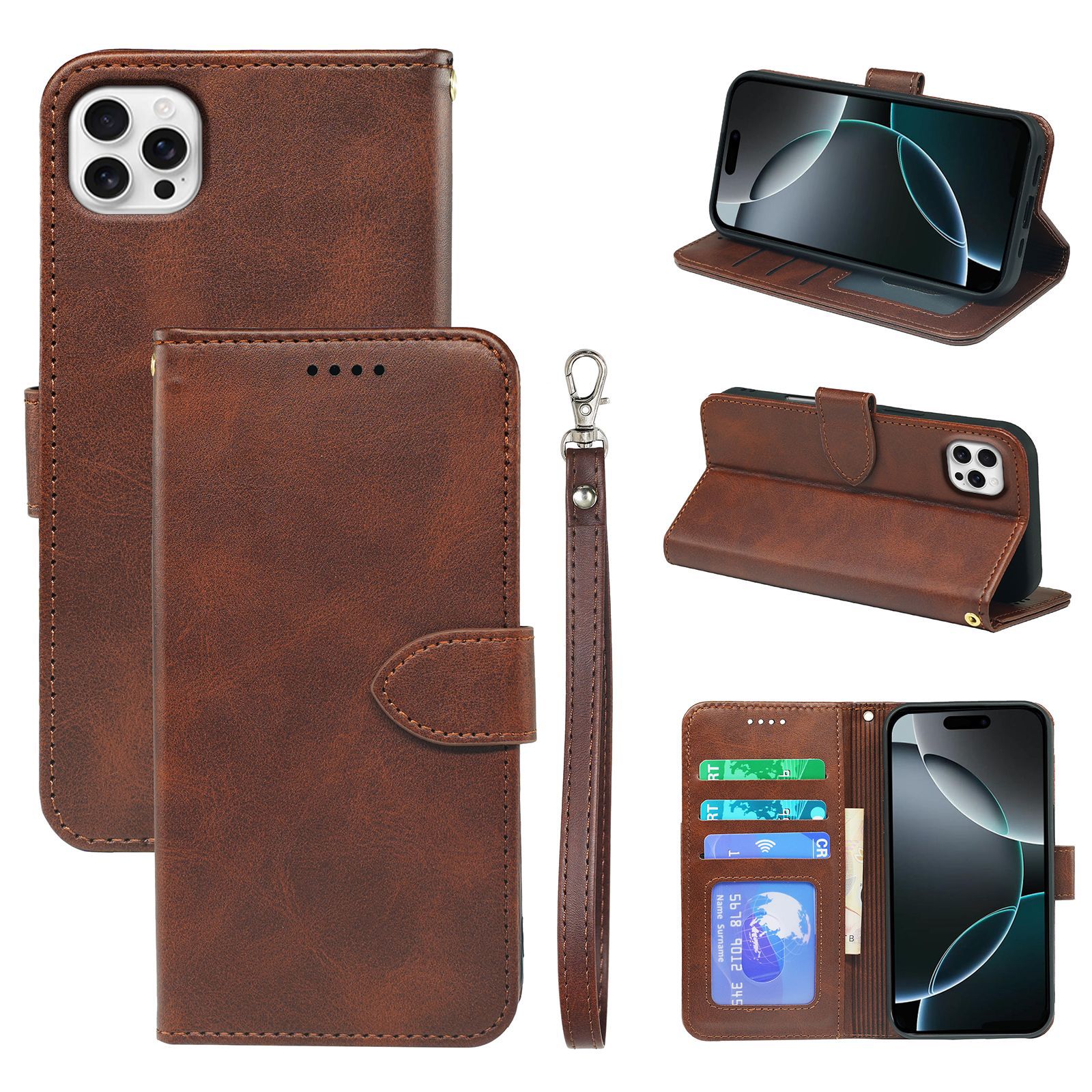 手帳型スマホケース 多機能ポケット付き高級手帳型保護カバー