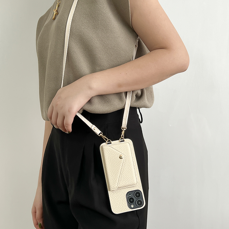 手帳型スマホケース 上質な肌触り 斜め掛け手帳型ケース