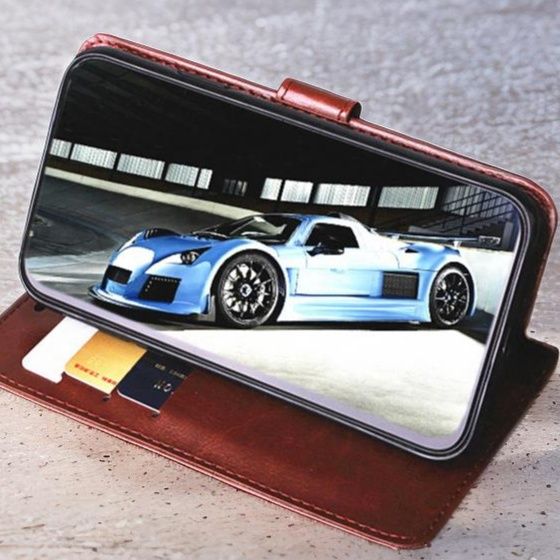 手帳型スマホケース 高級革調多機能ウォレットケース