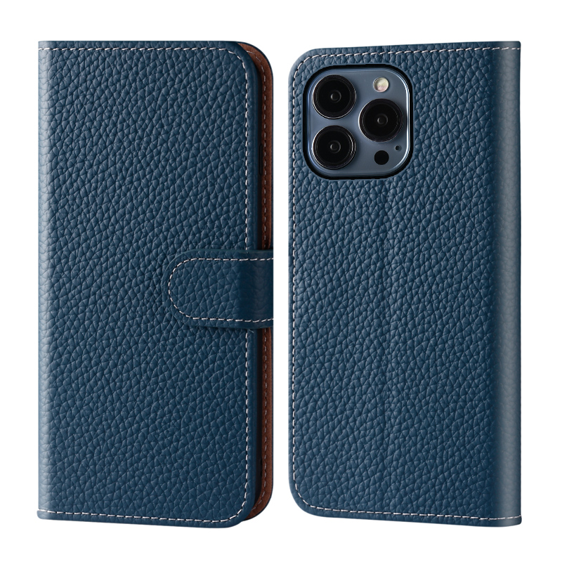 手帳型スマホケース 本革風粒感細工の手帳型保護カバー