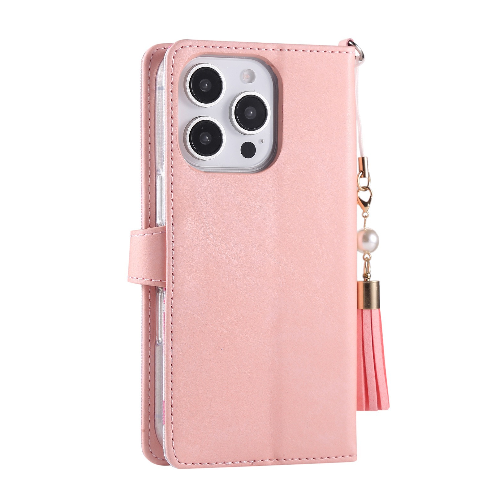 手帳型スマホケース リボン模様 花飾り付き多機能手帳型