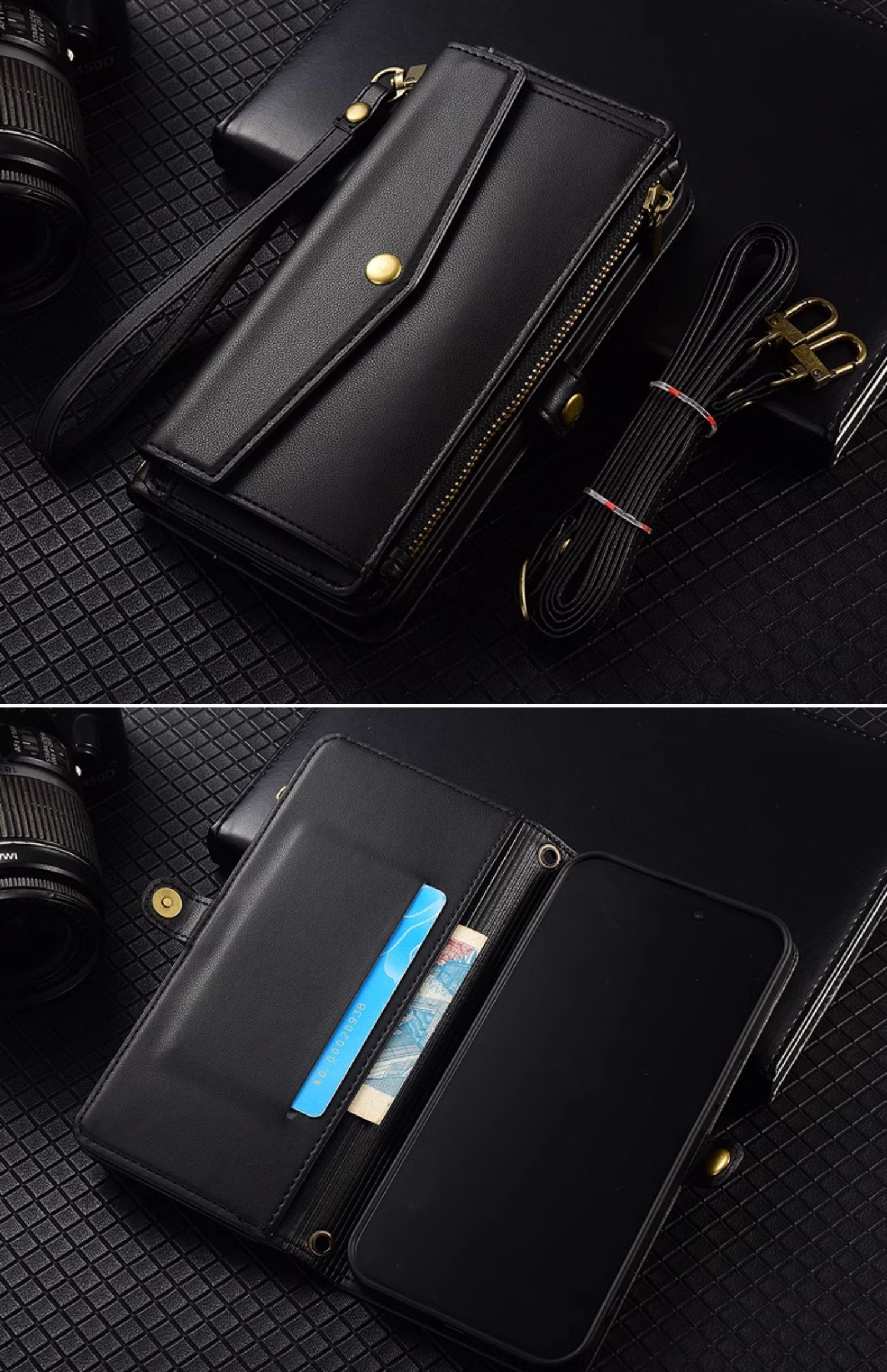 手帳型スマホケース 財布機能付き二つ折りケース