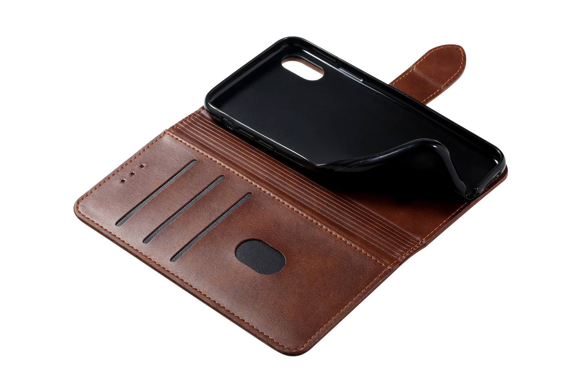 手帳型スマホケース 高級感あふれる本革調手帳型ケース