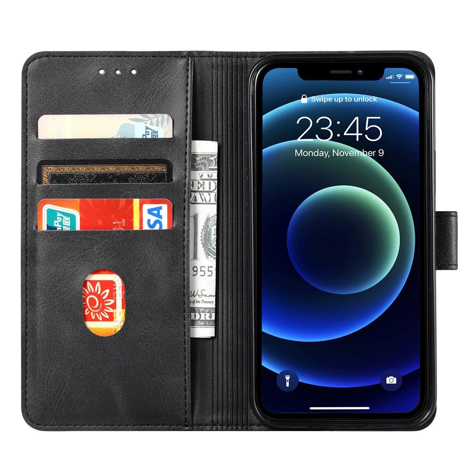手帳型スマホケース 高級感あふれる本革調手帳型ケース