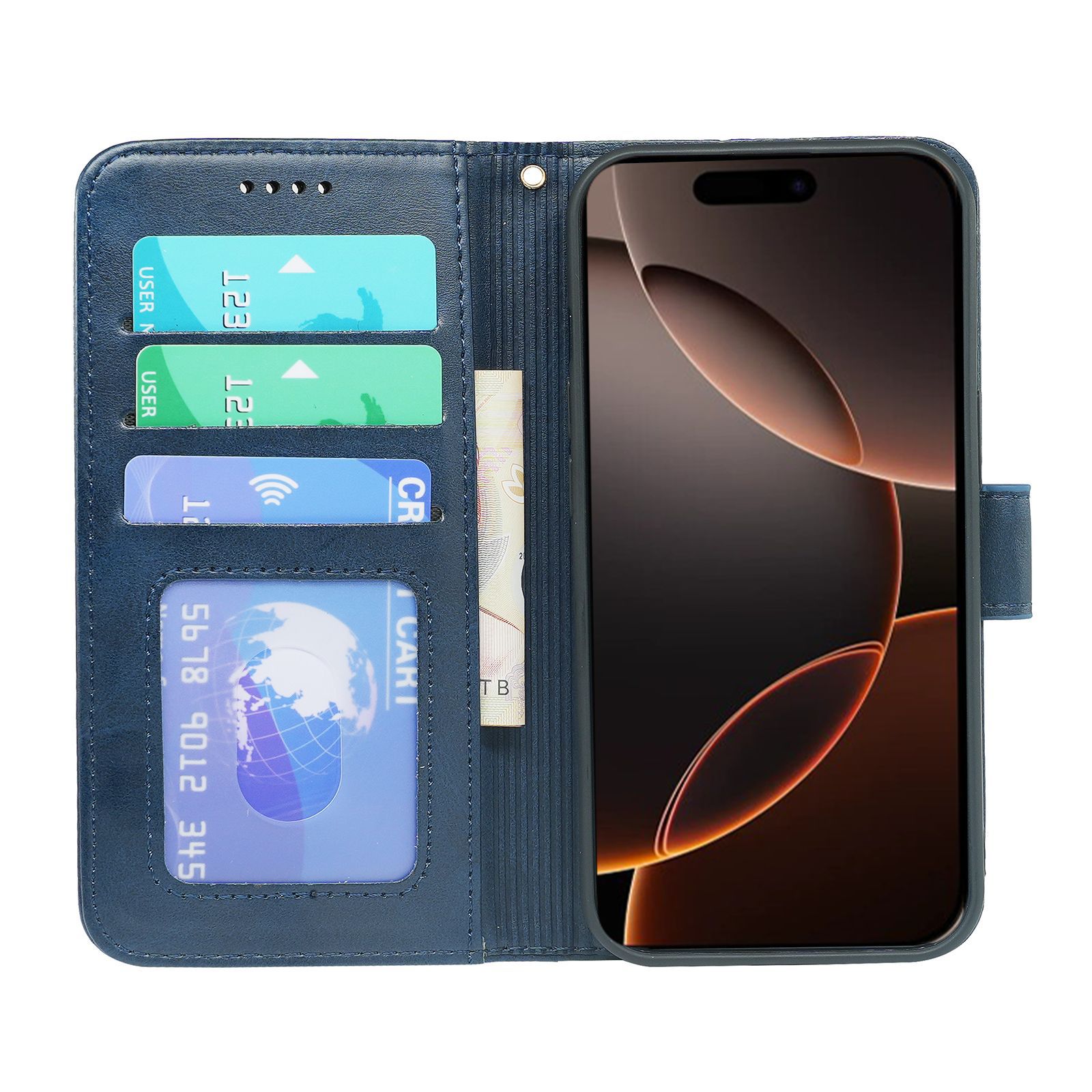 手帳型スマホケース 多機能ポケット付き高級手帳型保護カバー