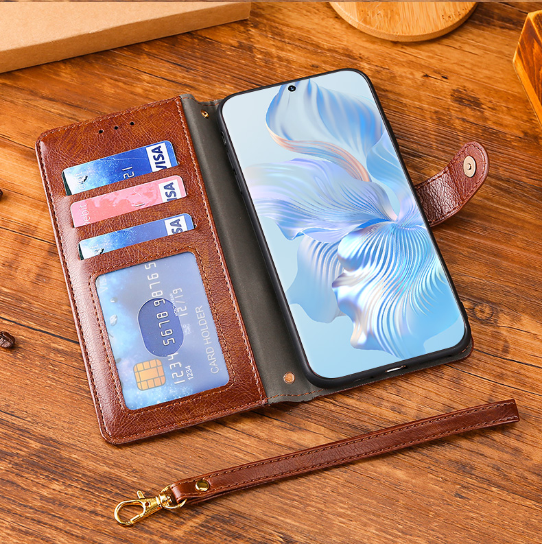 手帳型スマホケース 多機能ファスナーポケット付き財布型ケース