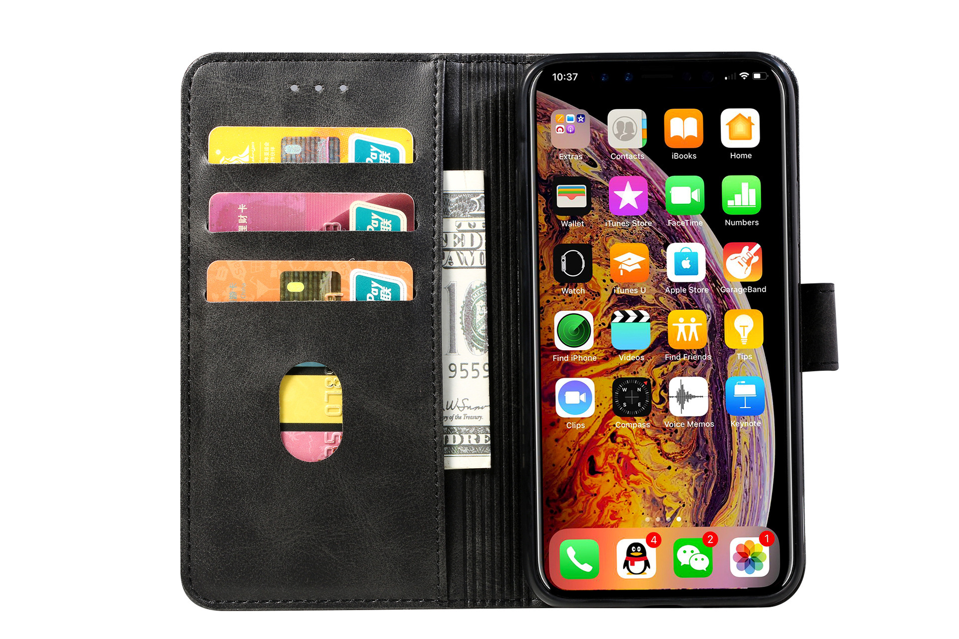 手帳型スマホケース 高級感あふれる本革調手帳型ケース