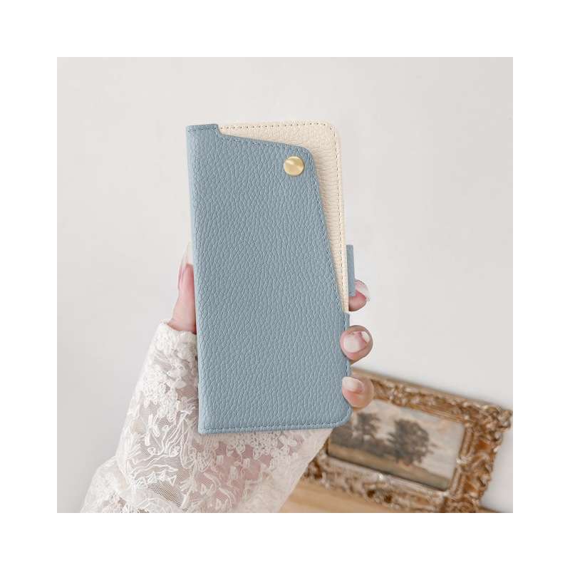 上質な二色使い手帳型スマホケース