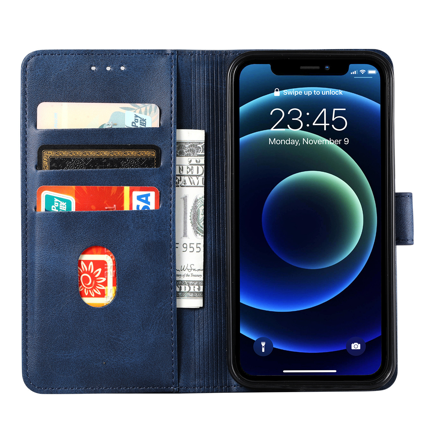 手帳型スマホケース 高級感あふれる本革調手帳型ケース