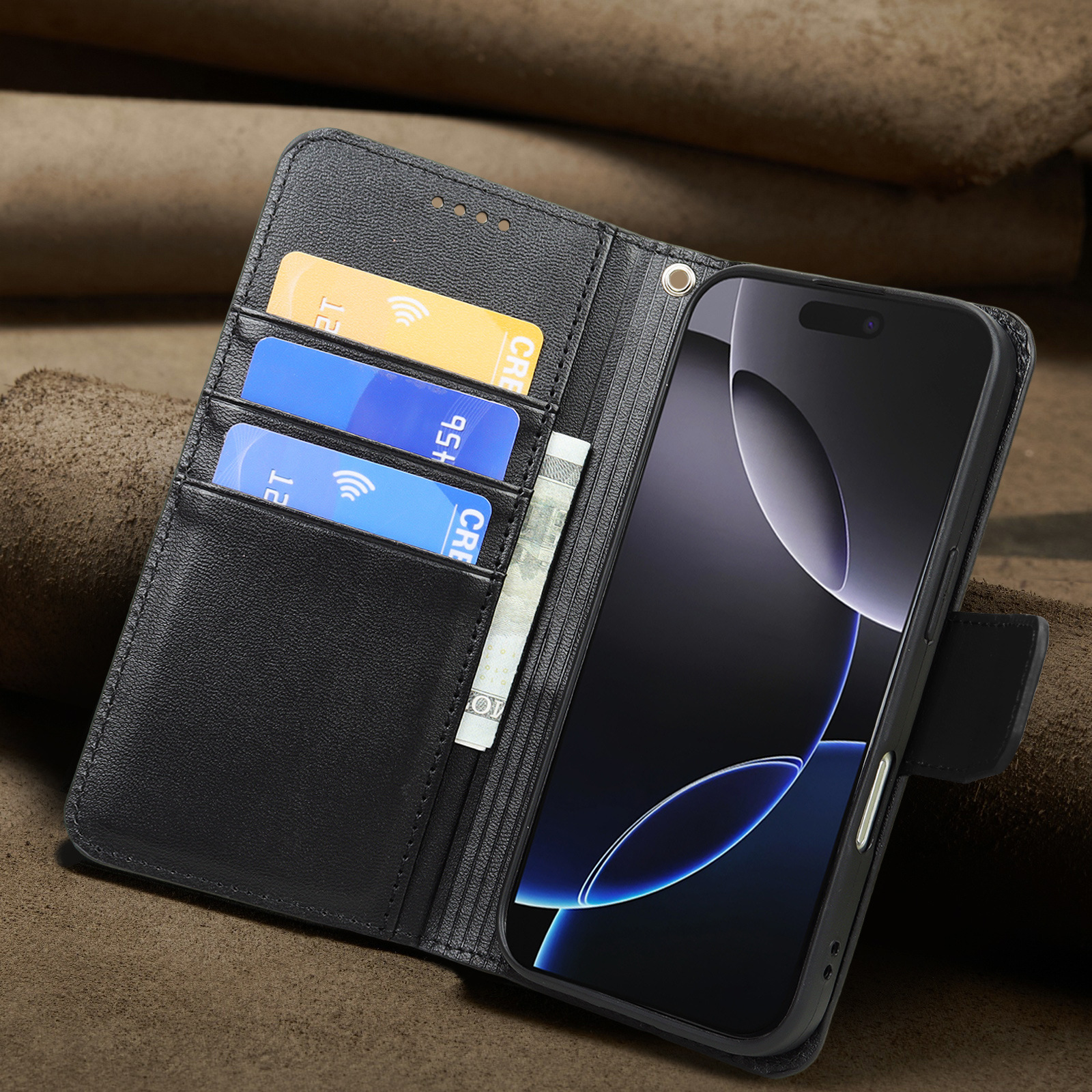 手帳型スマホケース 多機能型高級革素材手帳ケース