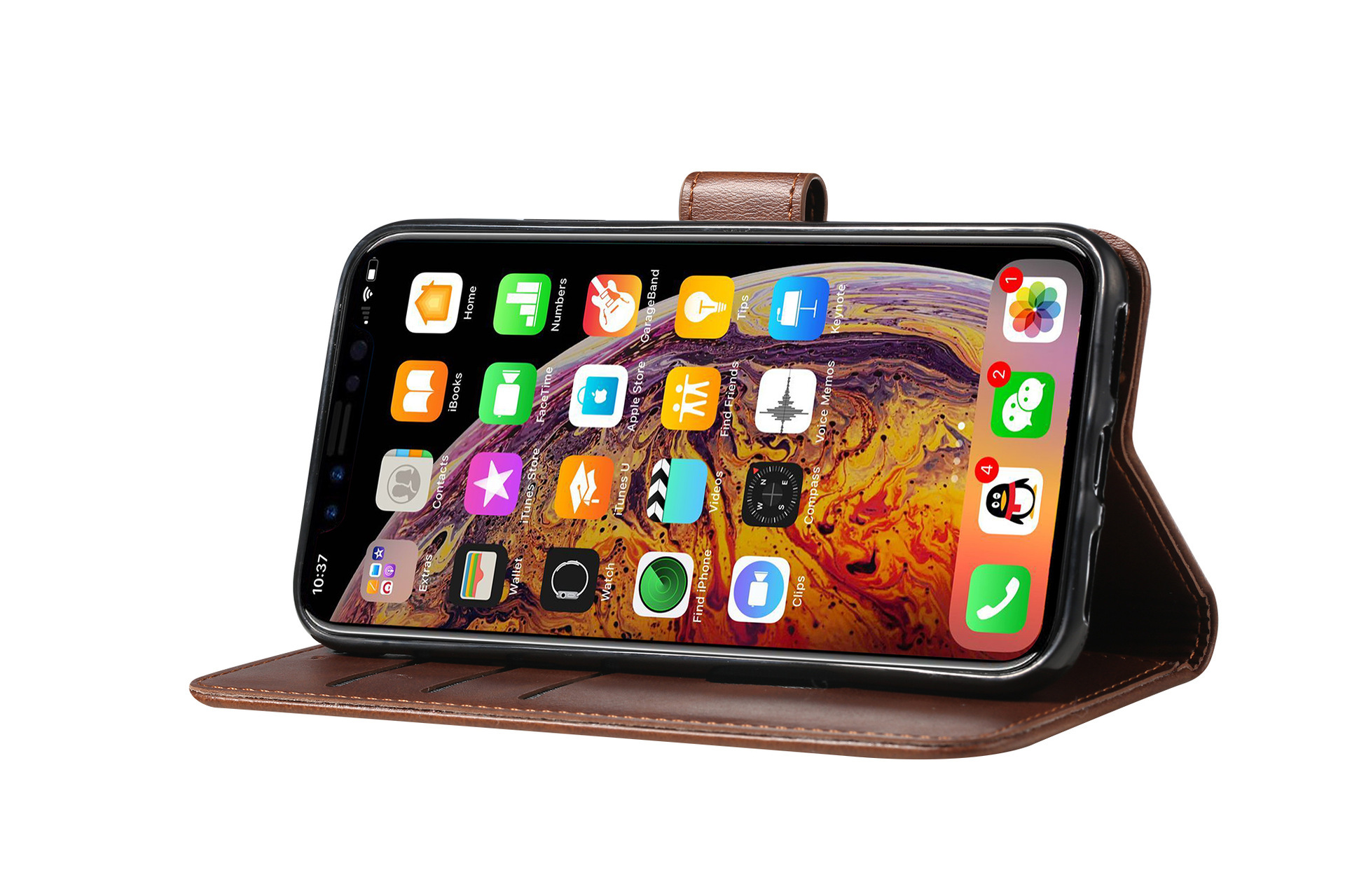 手帳型スマホケース 高級感あふれる本革調手帳型ケース