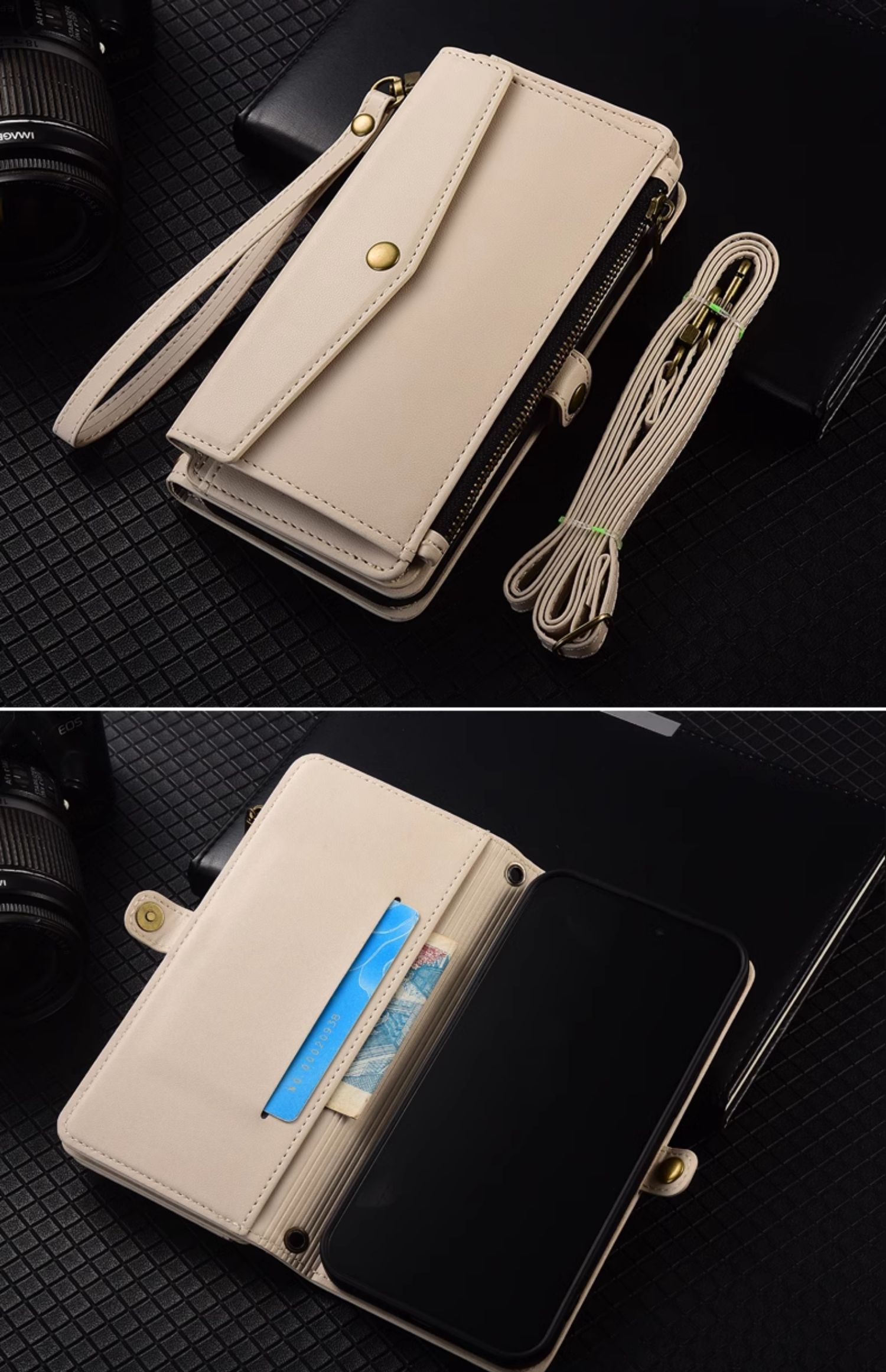 手帳型スマホケース 財布機能付き二つ折りケース
