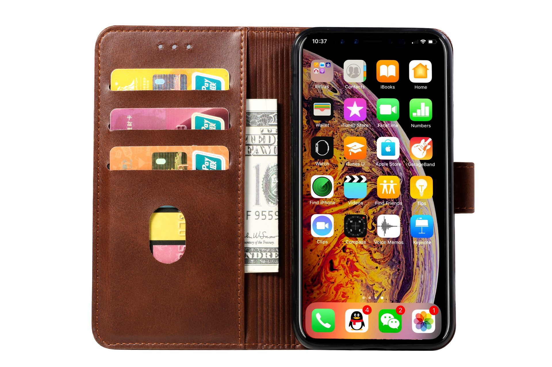 手帳型スマホケース 高級感あふれる本革調手帳型ケース