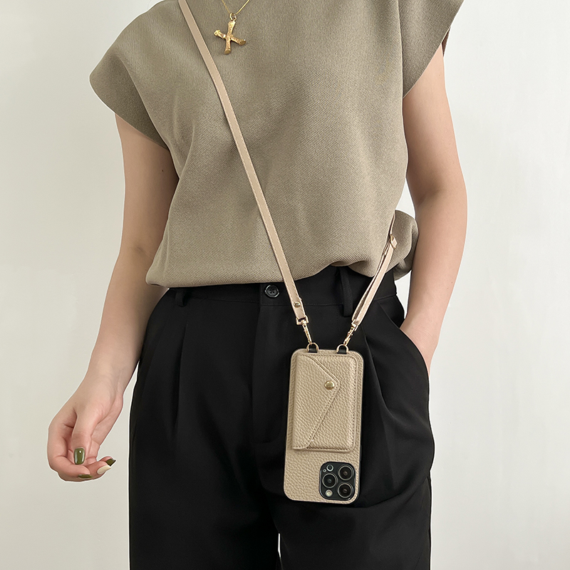 手帳型スマホケース 上質な肌触り 斜め掛け手帳型ケース