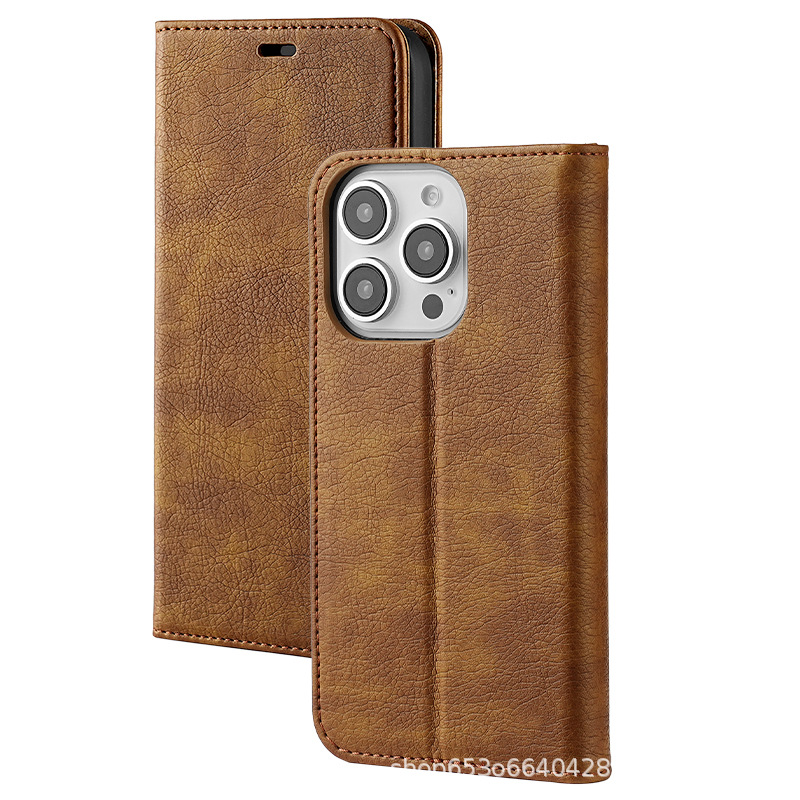 手帳型スマホケース 高級感溢れる本革調手帳ケース