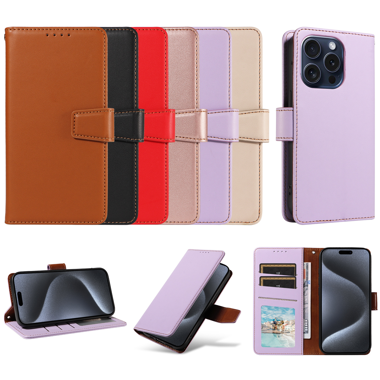 手帳型スマホケース 高級感あふれる多機能手帳型保護ケース