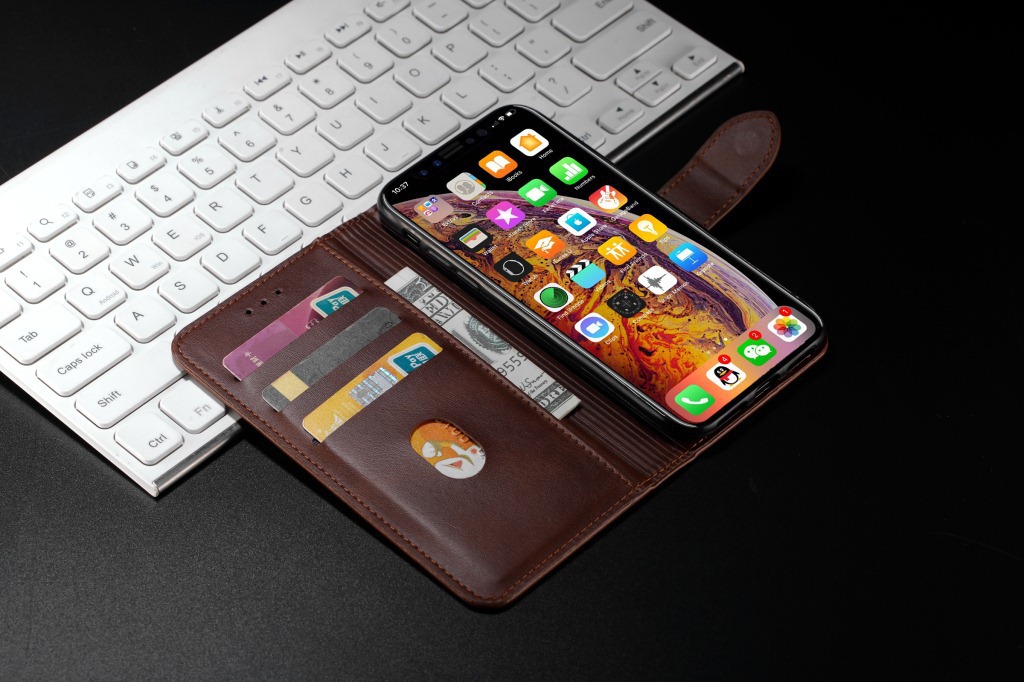 手帳型スマホケース 高級感あふれる本革調手帳型ケース